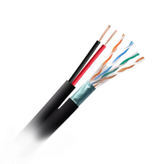 Комбиниран кабел Xcom FTP Cat5e + захранване 2x0.75 / 305 m / Меден / Черен / PVC с UV защита
