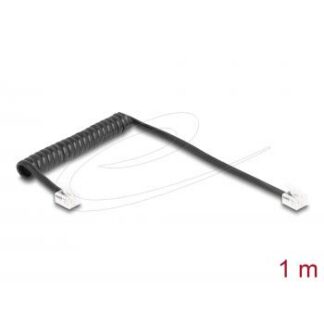Delock Телефонен кабел спирален кабел RJ11 plug -RJ11 plug , черен 1 м