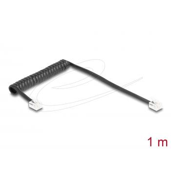 Delock Телефонен кабел спирален кабел RJ11 plug -RJ11 plug , черен 1 м