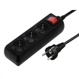Разклонител HAMA / 3 гнезда / 1.4 m / 16A / 3500W / С ключ / Защита за деца / Черен