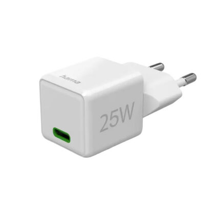 Зарядно устройство Hama Eco Fast Mini Charger / 25W / USB-C / Quick Charge 3.0 / Бяло