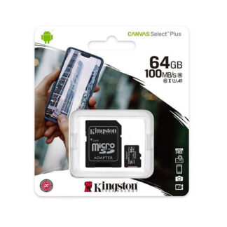 Преносима MicroSD карта памет KINGSTON МicroSDXC 64GB Canvas Select Plus / 64GB / Class 10 U1 / 100 MB/s / + SD адаптер