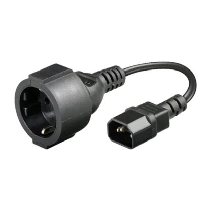 Захранващ кабел Lanberg IEC 320 C14 → Schuko F / 10A / 20 cm / 3x1.5 mm² / Черен