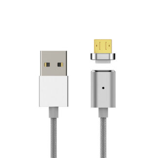 Кабел USB 2.0 Type A - Micro B / 1 m / Магнитен / TPE / Бял