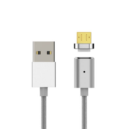 Кабел USB 2.0 Type A - Micro B / 1 m / Магнитен / TPE / Бял
