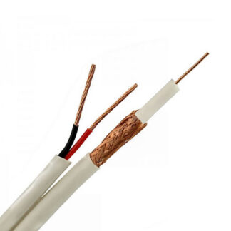 Коаксиален кабел RG59/64 + захранване 2x0.75 / 200 m / Бял / Меден / PVC с UV защита