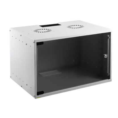 Комуникационен шкаф LANDE SOHO 9U / 19`` / 535x440x400 mm / Сив / Стъклена врата
