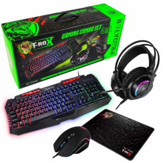 Гейминг комплект 4 в 1 ROXPOWER T-ROX PREDATOR / Клавиатура + Мишка + Слушалки + Подложка / RGB