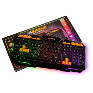 Гейминг компютърна клавиатура ROXPOWER G-8100 Gaming LED / Кабелна / USB 2.0 / RGB подсветка / Мембранни бутони / 110 бутона