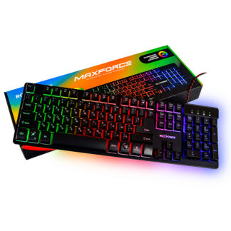 Гейминг компютърна клавиатура ROXPOWER MAXFORCE GK-20 / Кабелна / USB 2.0 / LED подсветка / Anti-Ghosting / 107 бутона