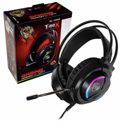 GAMING Слушалки за компютър с микрофон ROXPOWER T-ROX STGH707 / RGB / 3.5mm + USB / Вграден микрофон