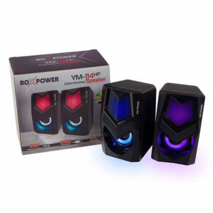 Аудио колони 2.0 ROXPOWER RGB YM-114HP / 2.0 / USB + 3.5mm / RGB / 3 W