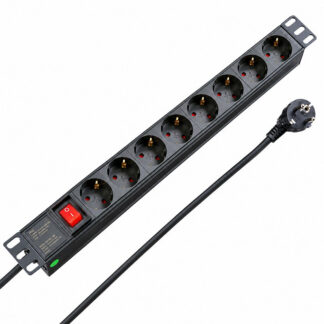 Разклонител Rack Mount за 19`` стелаж / 8 гнезда / 1.5 m / 16A / 4000W / Черен