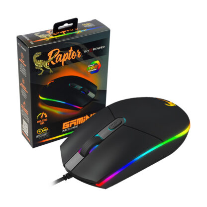 Гейминг компютърна мишка ROXPOWER RAPTOR GM-01 / Оптична / 800-3200 dpi / USB 2.0 / 4 бутона / RGB / Кабелна