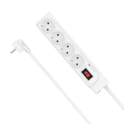 Разклонител Hama 4 гнезда със защита от пренапрежение / бял / 4x Schuko / 2500W / 10A / 1.5m кабел / превключвател / защита за деца