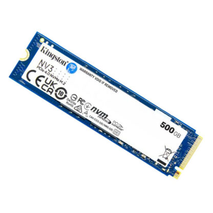 Твърд диск Kingston NV3 SSD 500GB / M.2 2280 / PCIe 4.0 NVMe / 5000 MB/s четене / 3000 MB/s запис / 160 TBW
