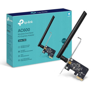 Безжичен мрежов адаптер TP-Link Archer T2E / AC600 Dual-Band PCIe / Wi-Fi 5 (802.11ac) / 200 Mbps (2.4 GHz) + 433 Mbps (5 GHz) / 1 външна антена / черен