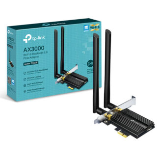 Безжичен мрежов адаптер TP-Link Archer TX50E / AX3000 Wi-Fi 6 + Bluetooth 5.2 PCIe / Intel Wi-Fi 6 чипсет / 2402 Mbps (5 GHz) + 574 Mbps (2.4 GHz) / 2 високоусилващи антени / черен